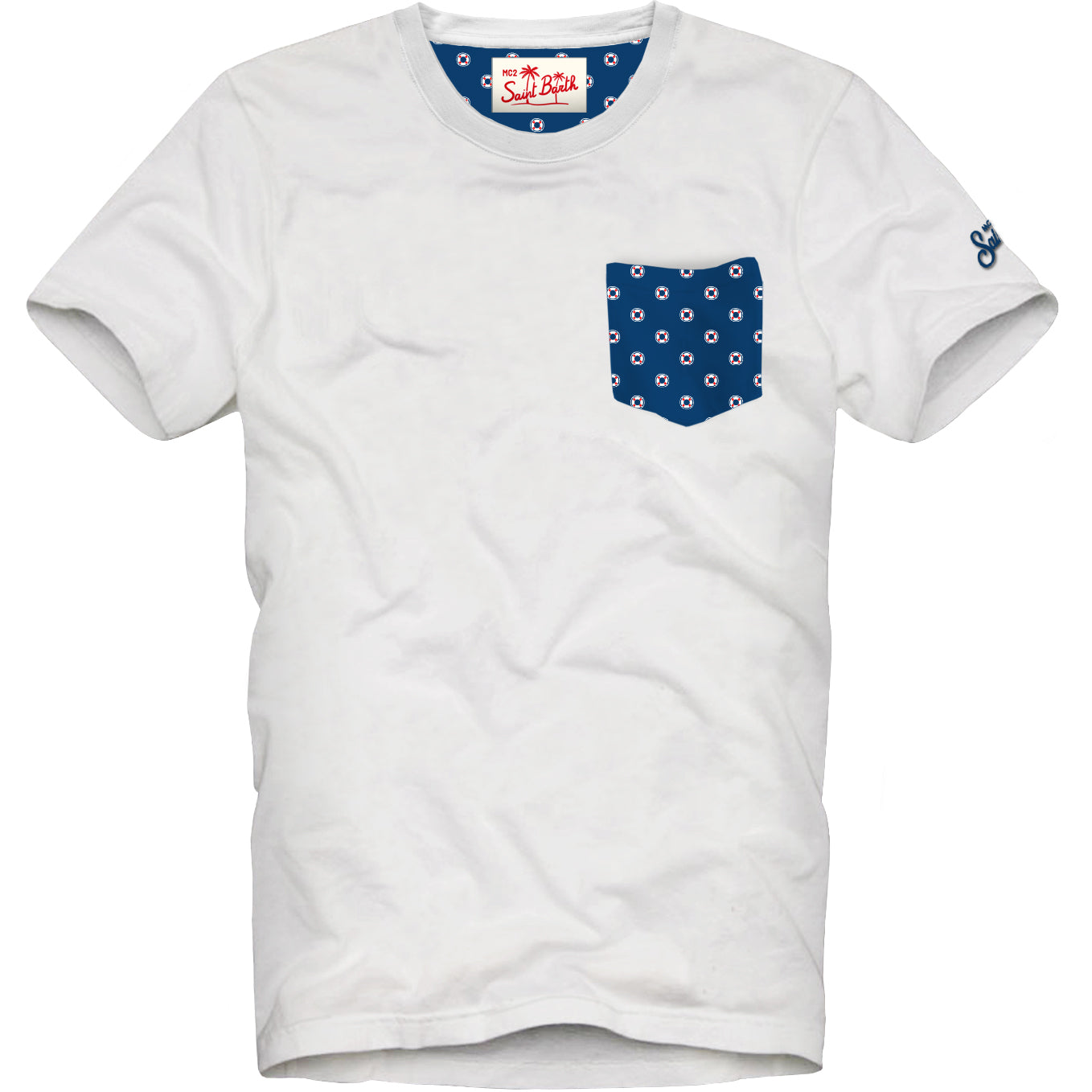 MC2 Saint Barth Blanche 02082L T-Shirt Uomo Bianco/Navy Cotone