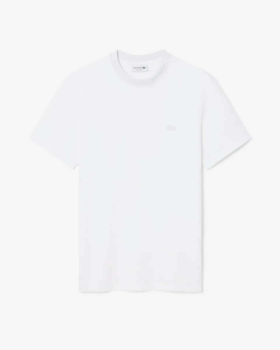 Lacoste TH5060 T-Shirt Piquet Bianco Logo Jacquard