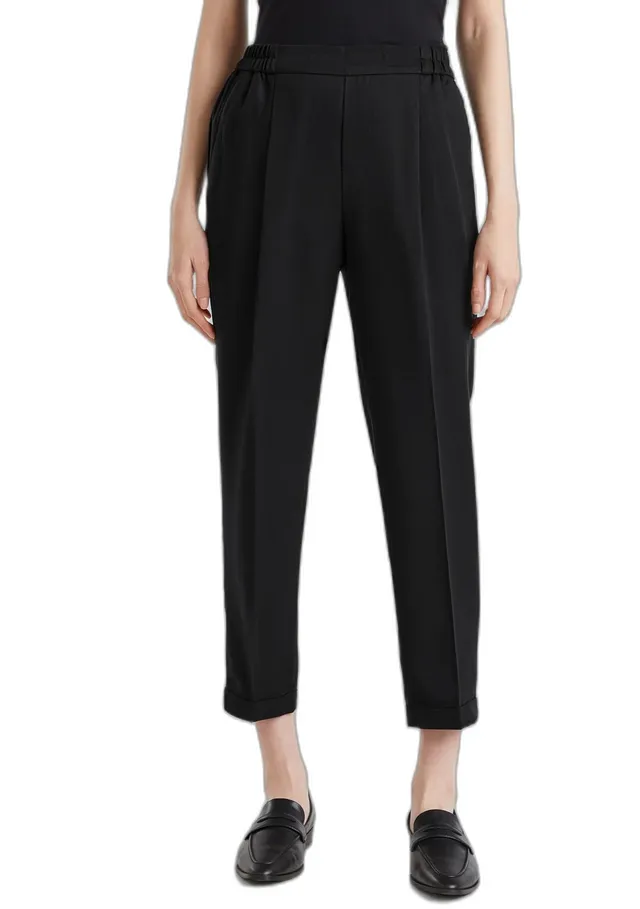 Benetton pantalone donna vita elasticizzata con risvolto