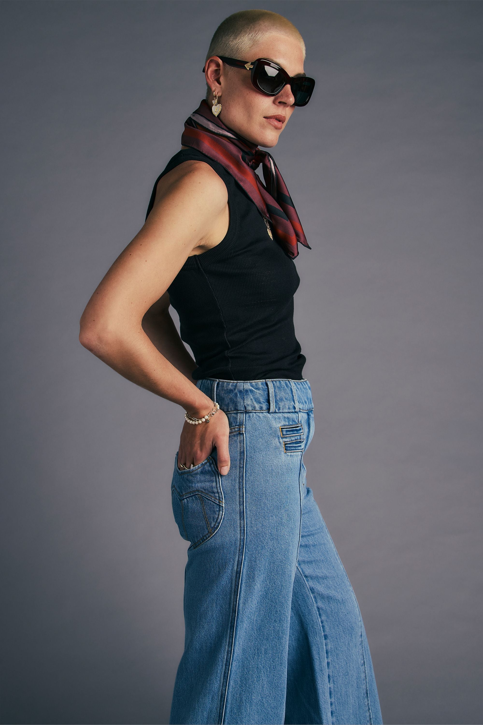 Karen Walker Starboard Panelled Flares Jeans azzurro