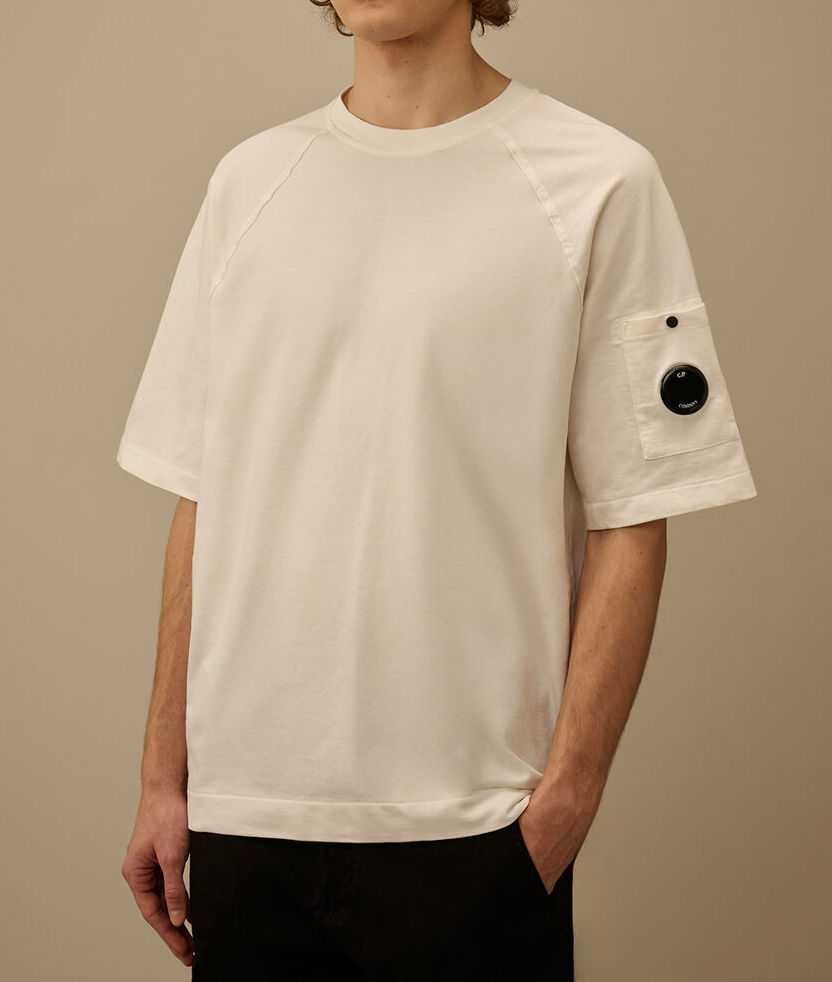 C.P. Company 20CMSS034A Felpa Uomo Bianca Gauze White