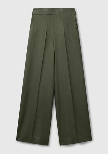 Benetton Pantaloni pantalone donna palazzo in lino con tasche