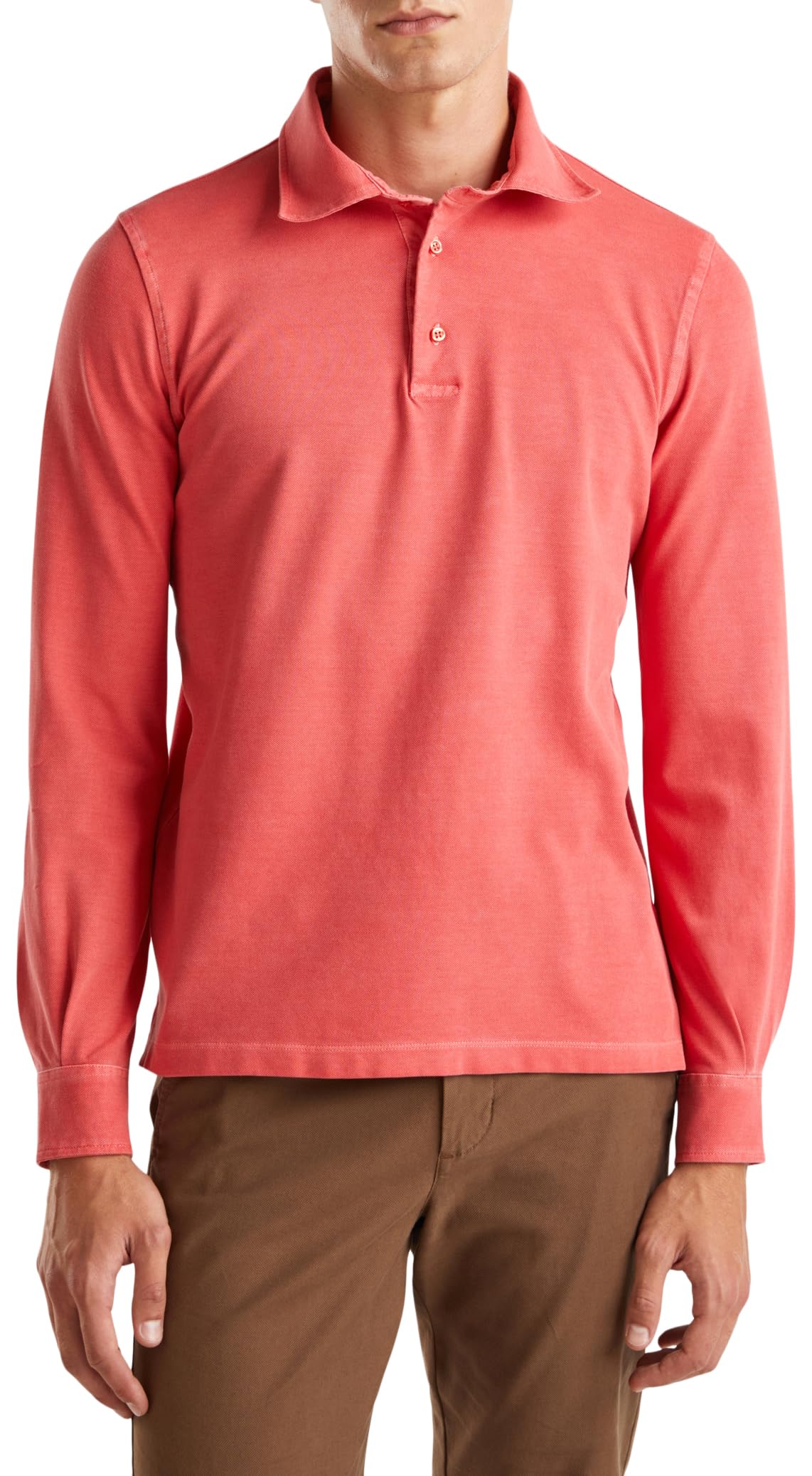 Benetton 3wg9u3026 Polo Uomo Blu Manica Lunga Cotone