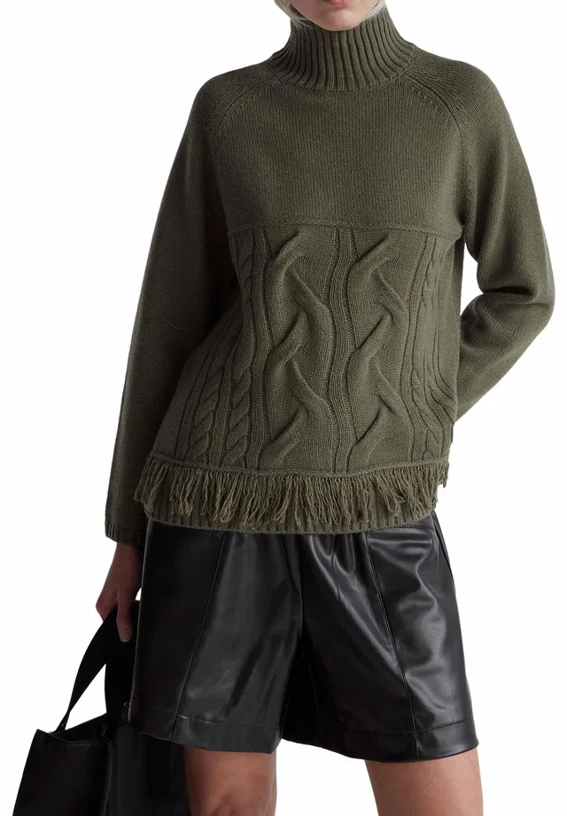 Benetton 191vd204a Maglione Donna Collo Alto Verde