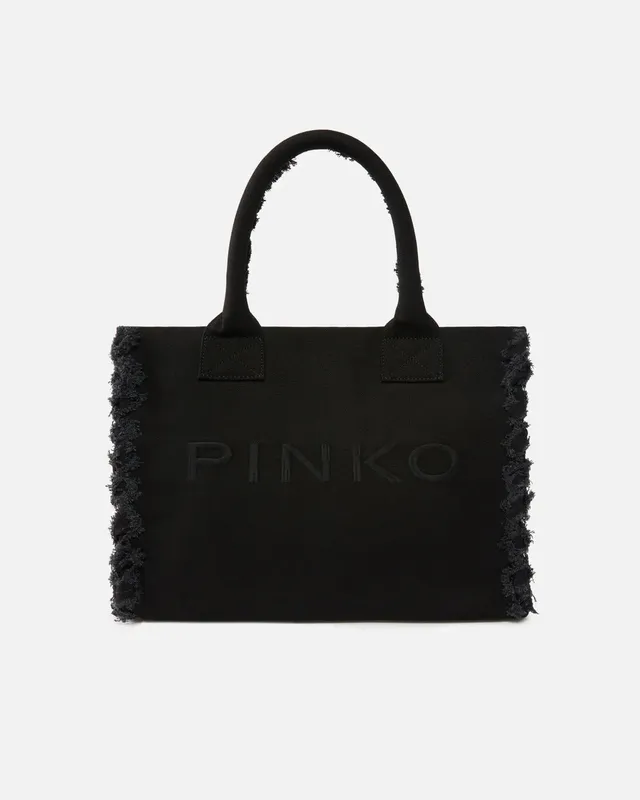 Pinko Shopper Beach Canvas 106673 A3A4 borsa nero cotone