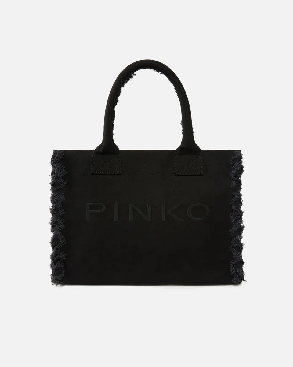 Pinko Shopper Beach Canvas 106673 A3A4 borsa nero cotone