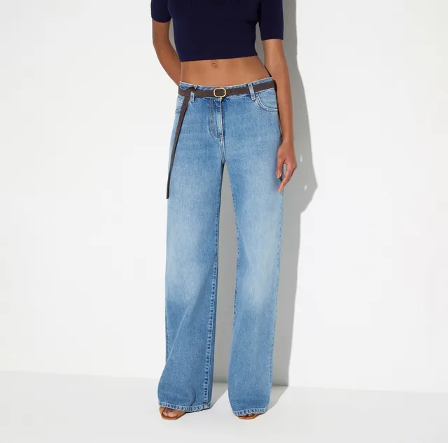 Elisabetta Franchi PJ20N66E2 jeans palazzo donna blue vintage