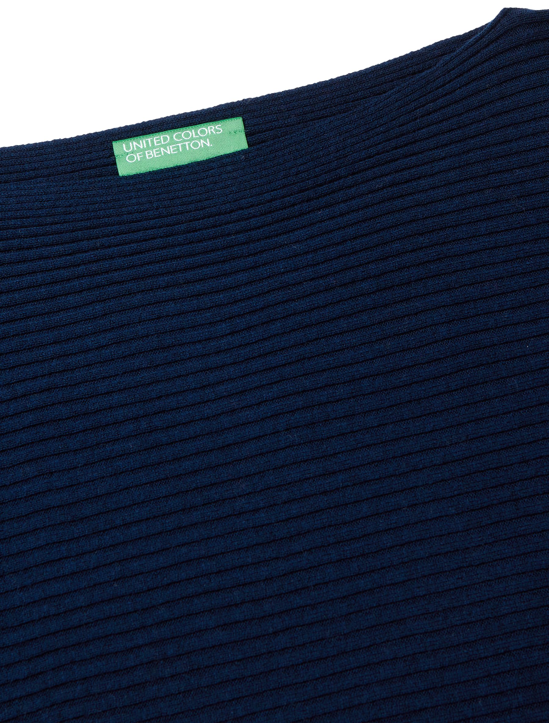 Benetton Maglione Donna Barchetta Cotone Lana Boxy
