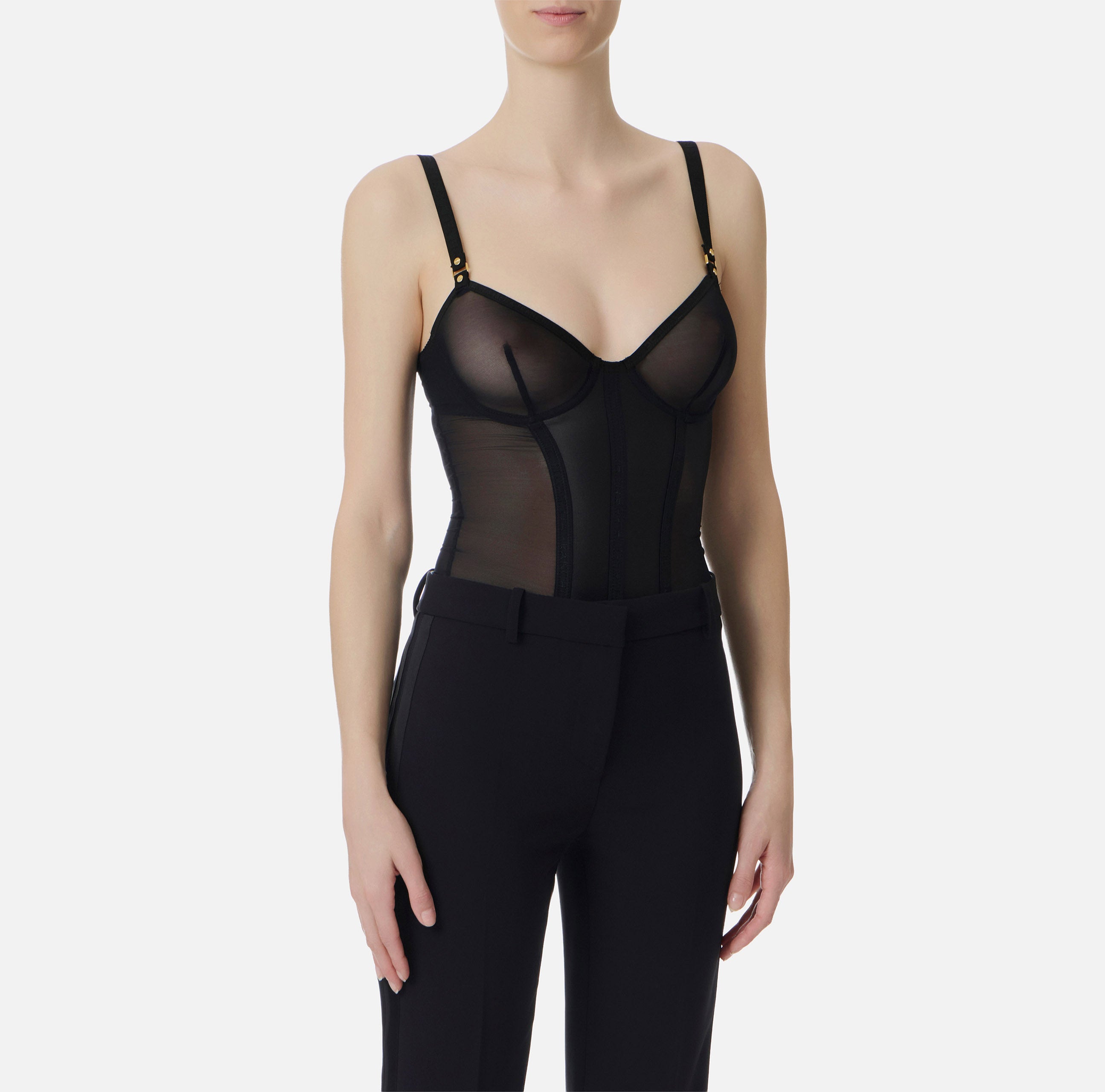Elisabetta Franchi BO02562E2 body tulle nero taglia 42