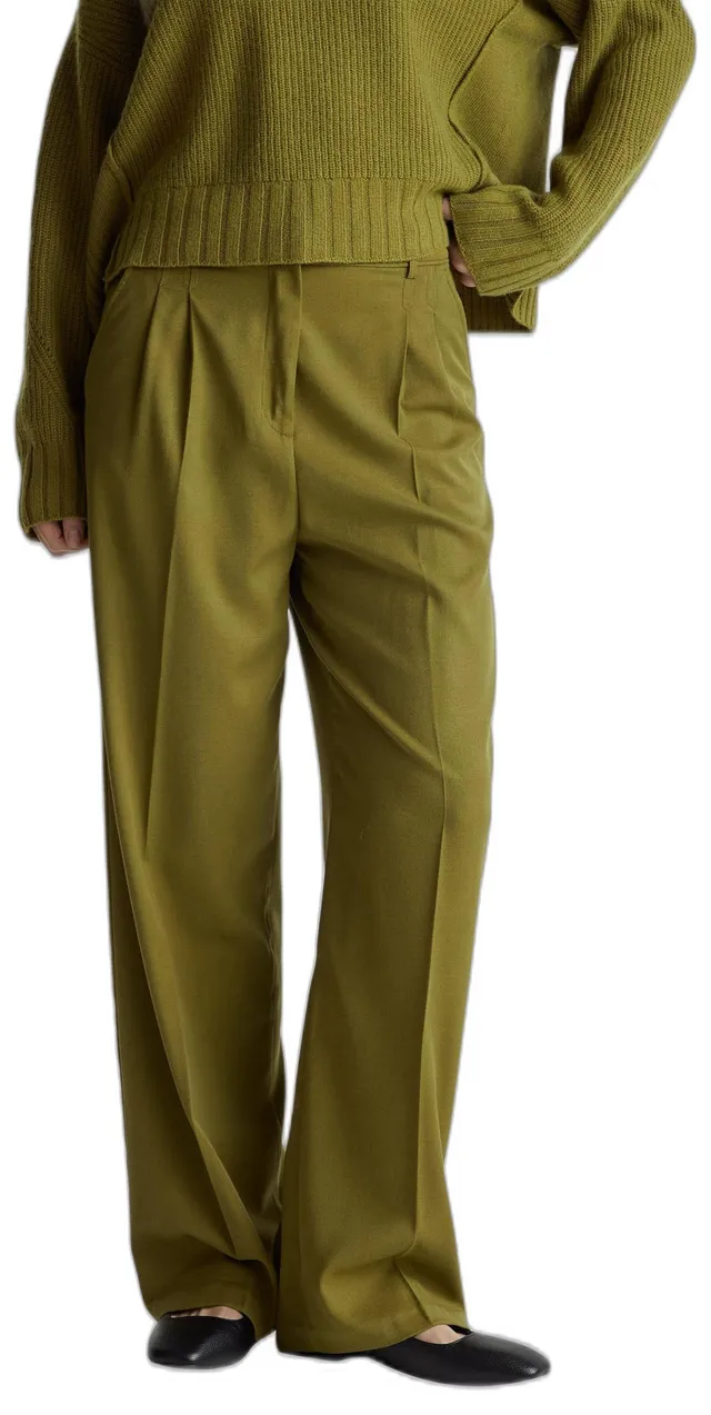 Benetton Pantaloni Donna Fresco Lana Taglia 42 Regular Fit