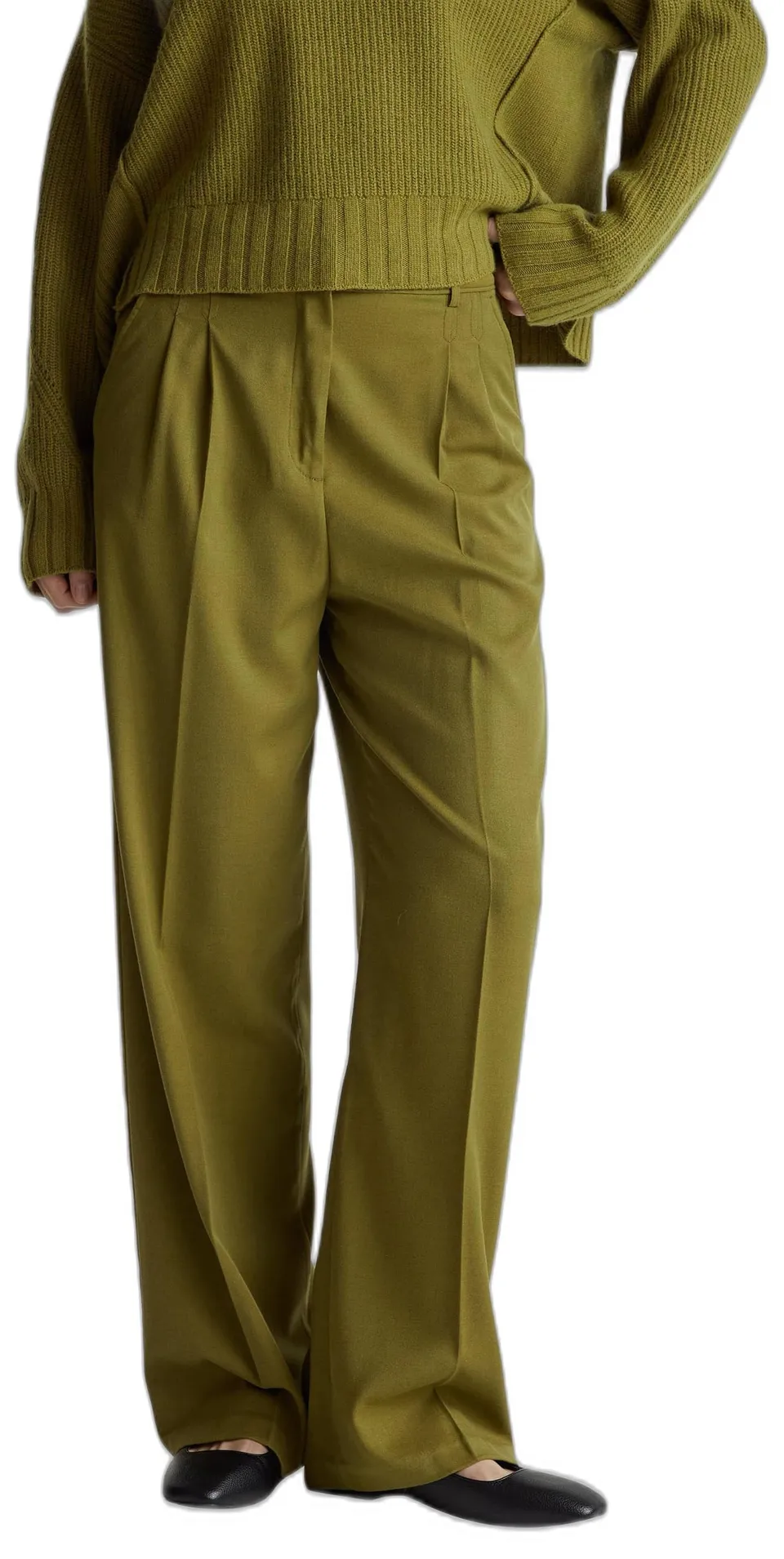 Benetton Pantaloni Donna Fresco Lana Taglia 42 Regular Fit