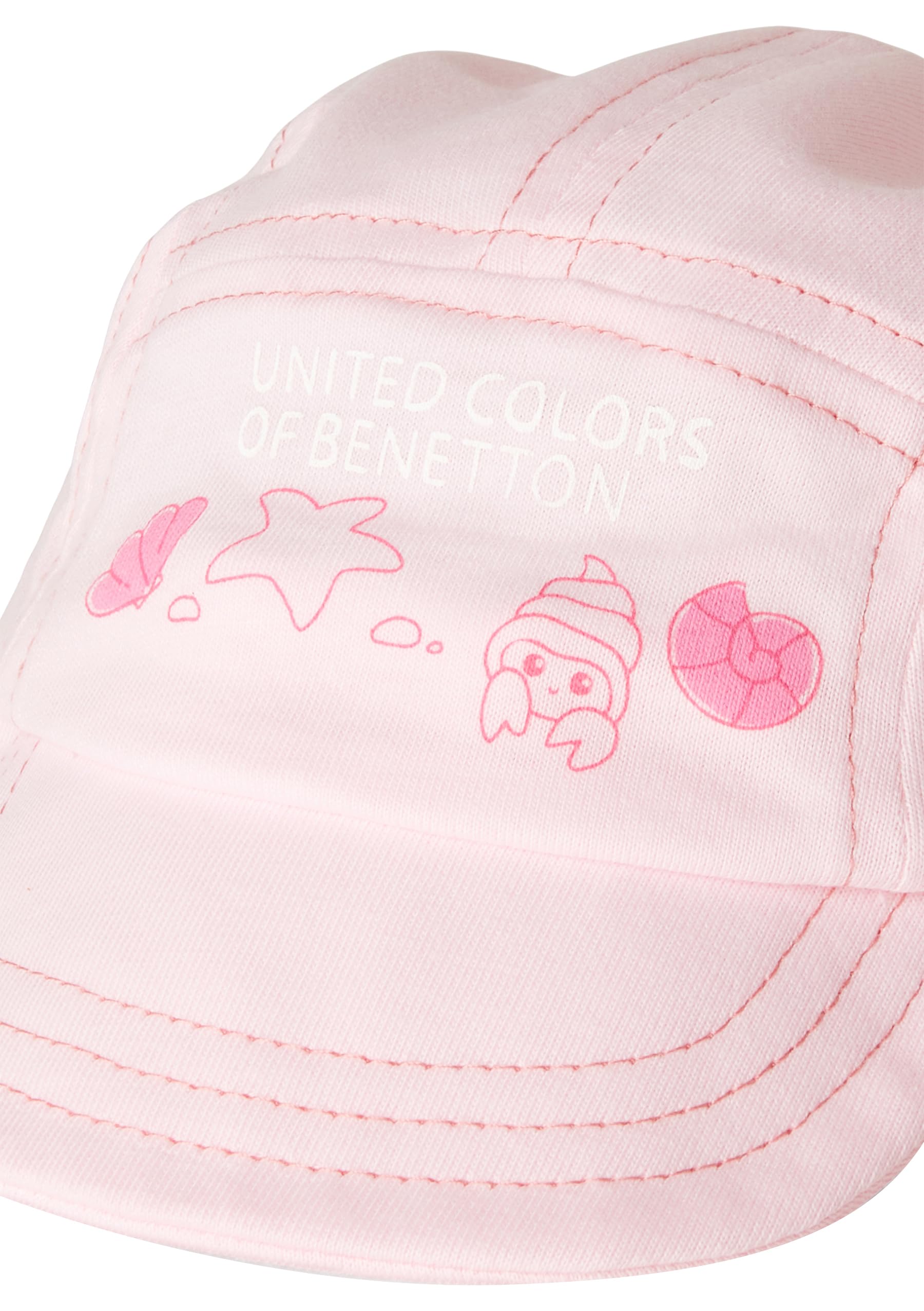 Benetton Cappello Baseball Bimbo Rosa Cotone