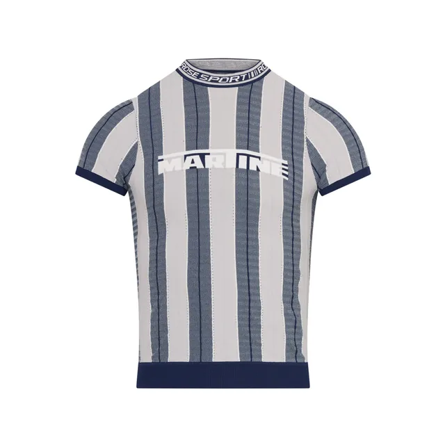Martine Rose Logo Tight T-Shirt maglietta blu slim