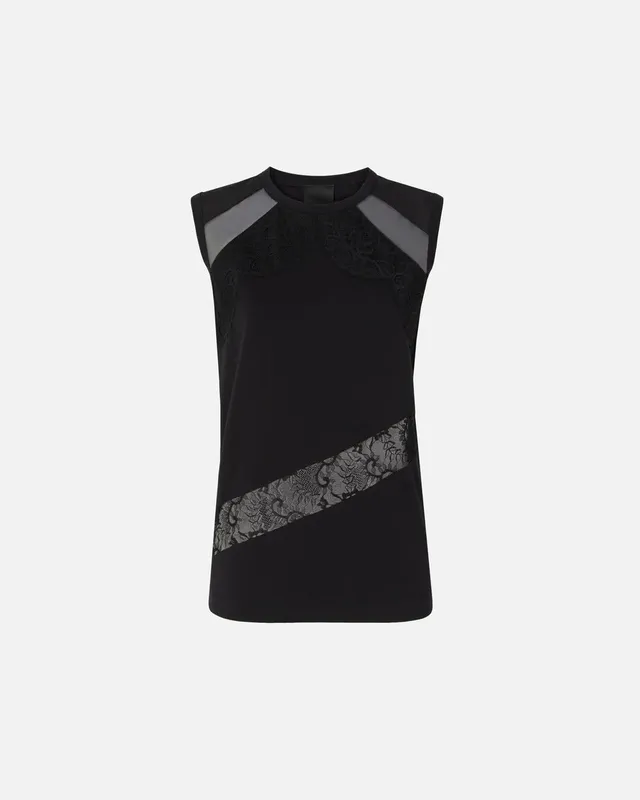 Pinko Molly 106291 A335 Top Nero Pizzo Floreale