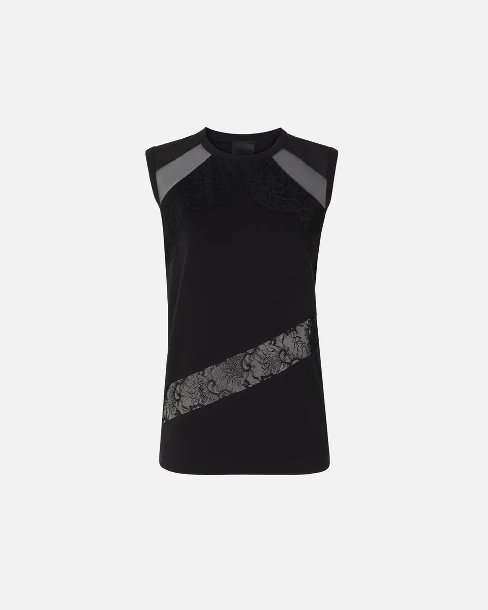 Pinko Molly 106291 A335 Top Nero Pizzo Floreale