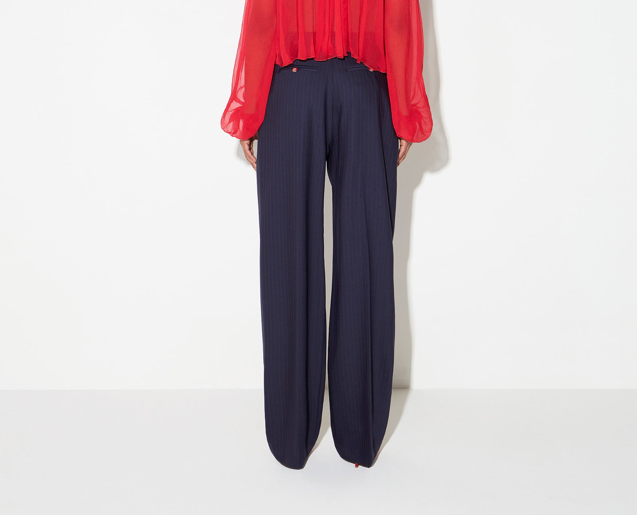 Elisabetta Franchi PA17666E2 pantalone palazzo blu notte taglia 40
