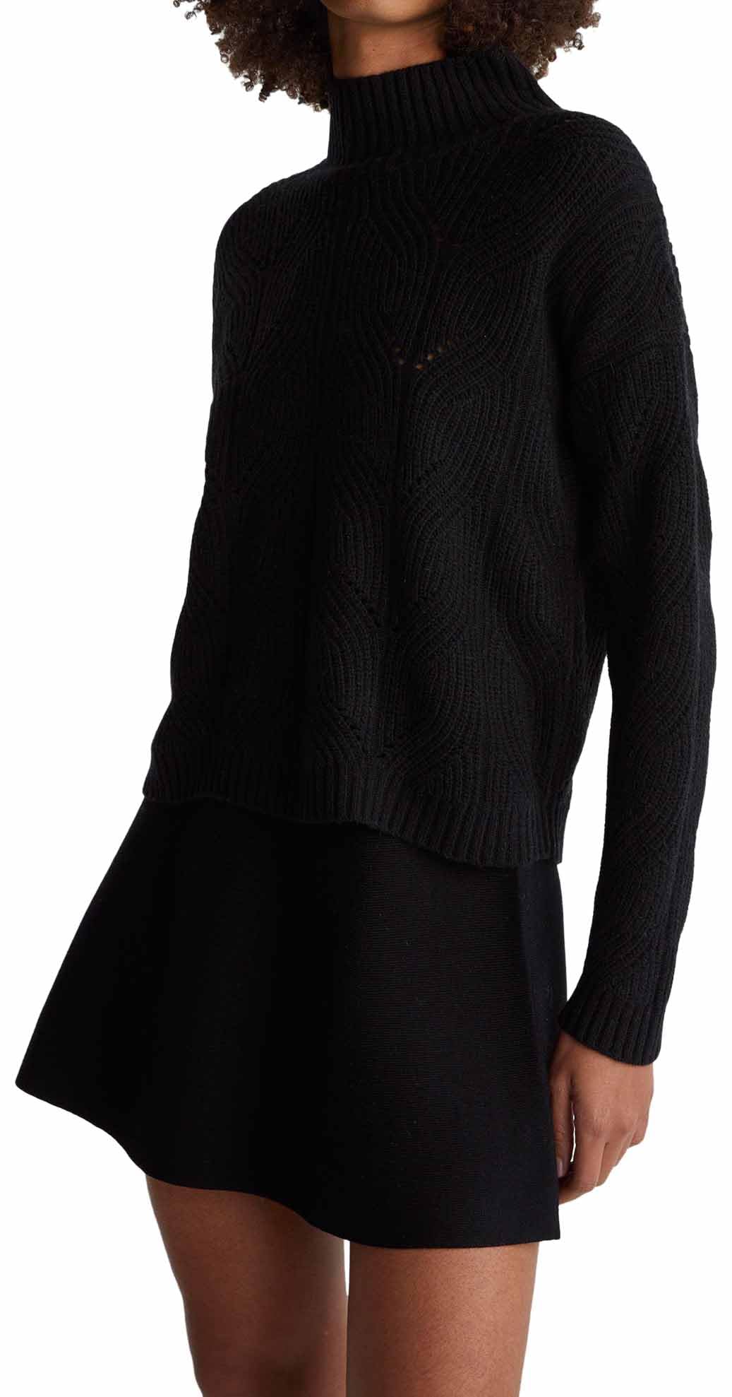 Benetton Maglieria 1fdfd10f2 Maglia Donna Collo Alto Nero Inglese