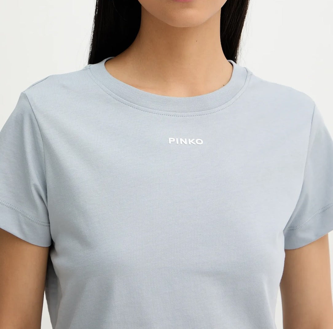 Pinko Basico 100373 A34F t-shirt donna azzurro polvere cotone