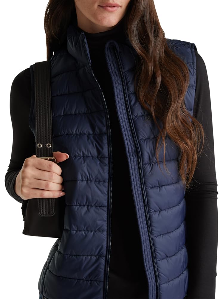 Benetton 2twddj00v Gilet Donna Micropiuma Blu