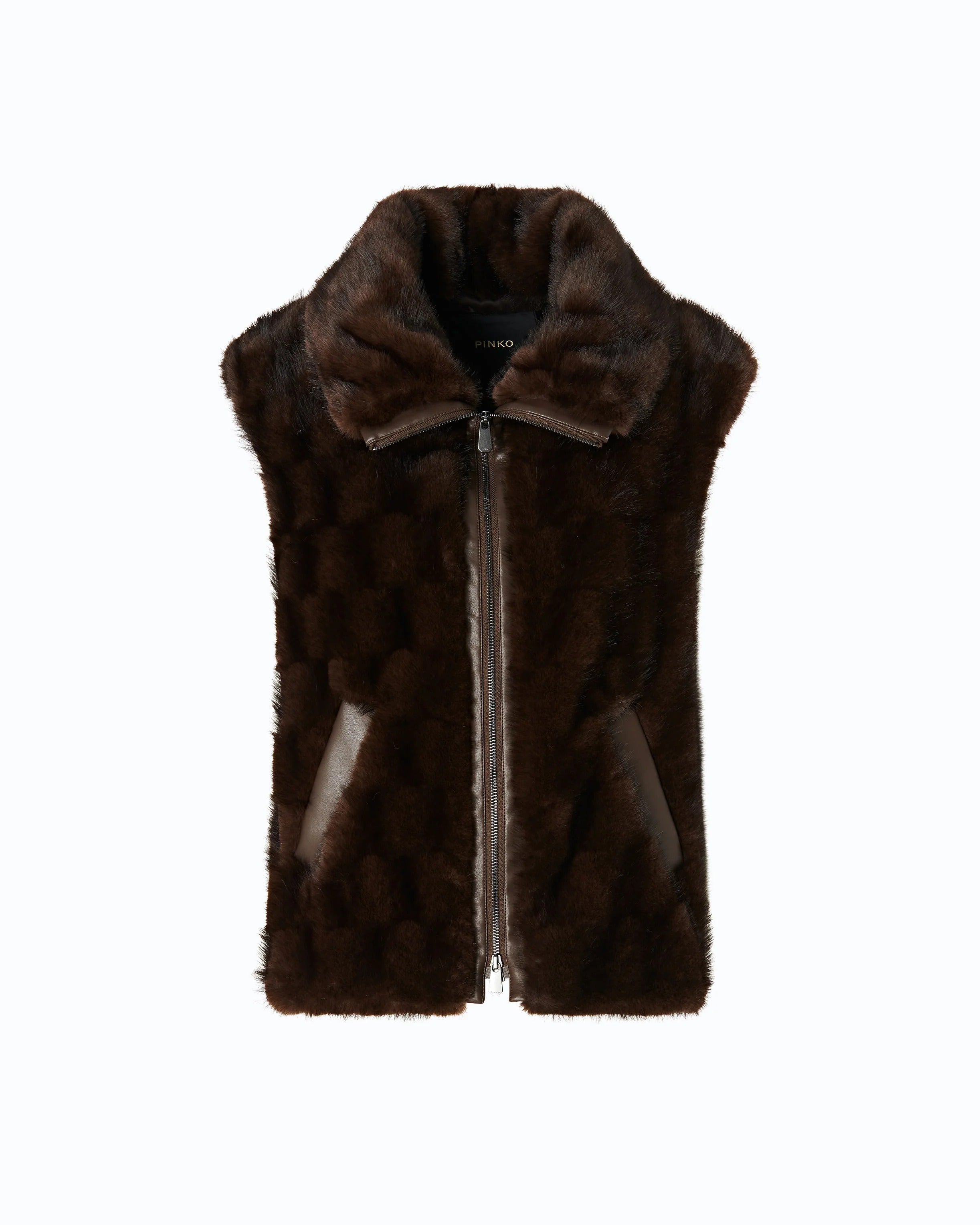 Pinko Glossina 106939-A3C5 gilet marrone ecopelliccia
