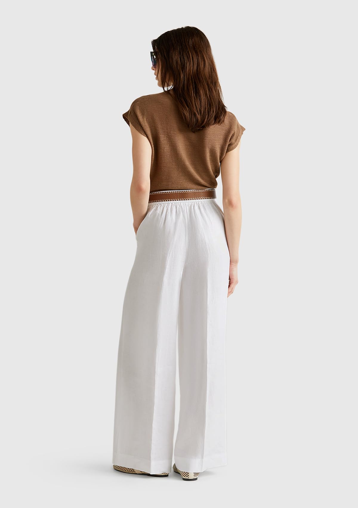 Benetton Pantaloni Pantalone Donna 4aghdf08k S Lino