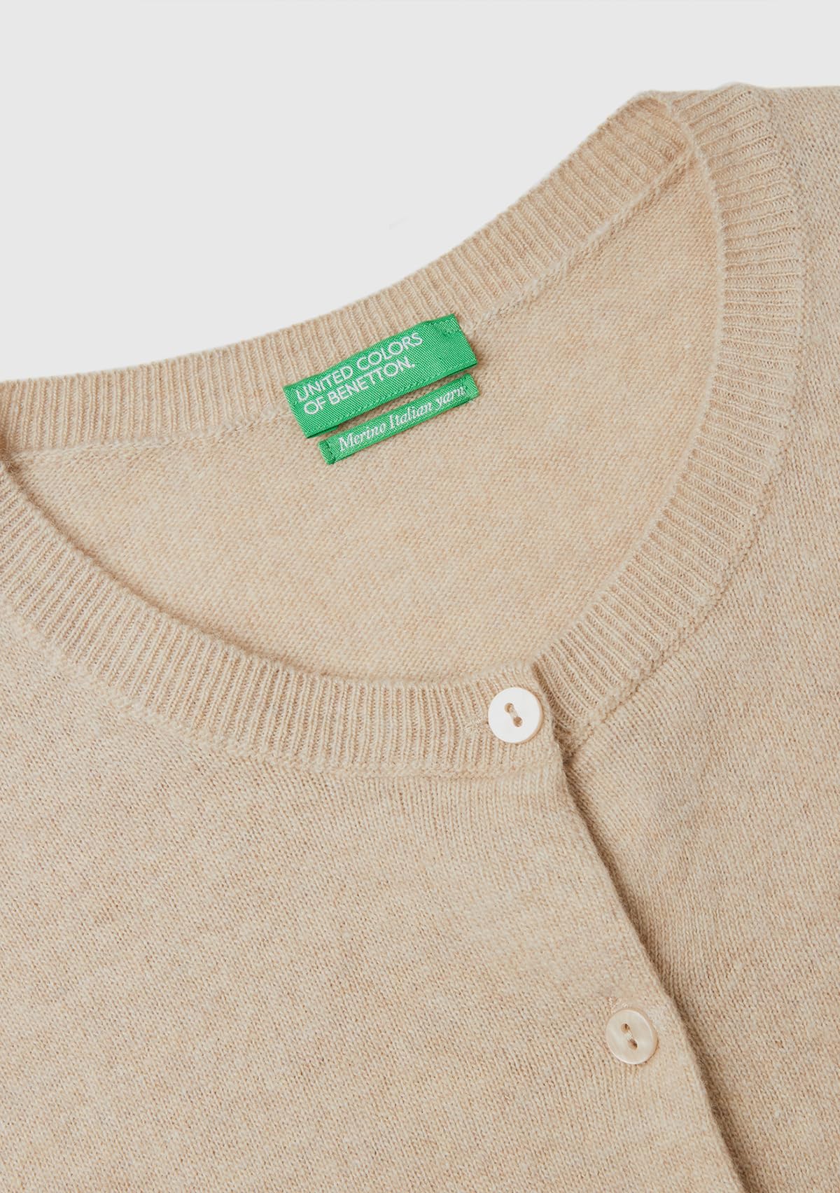 Benetton 1002d5485 cardigan donna beige 562 manica lunga