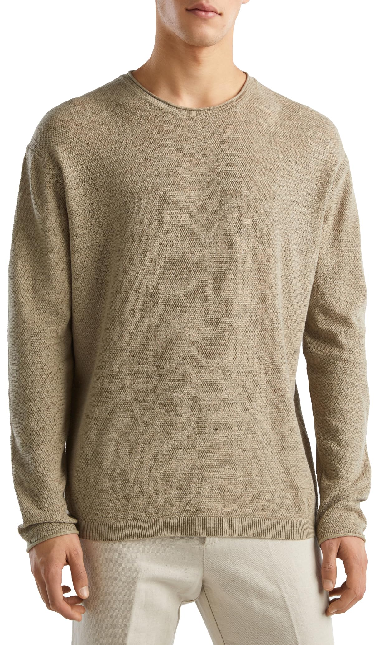 Benetton Maglieria 105gu106h Maglione Verde Militare 0w9 lino