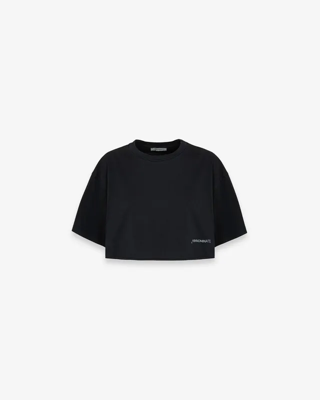 Hinnominate HMABW02442 T-Shirt Crop Nero Cotone Over