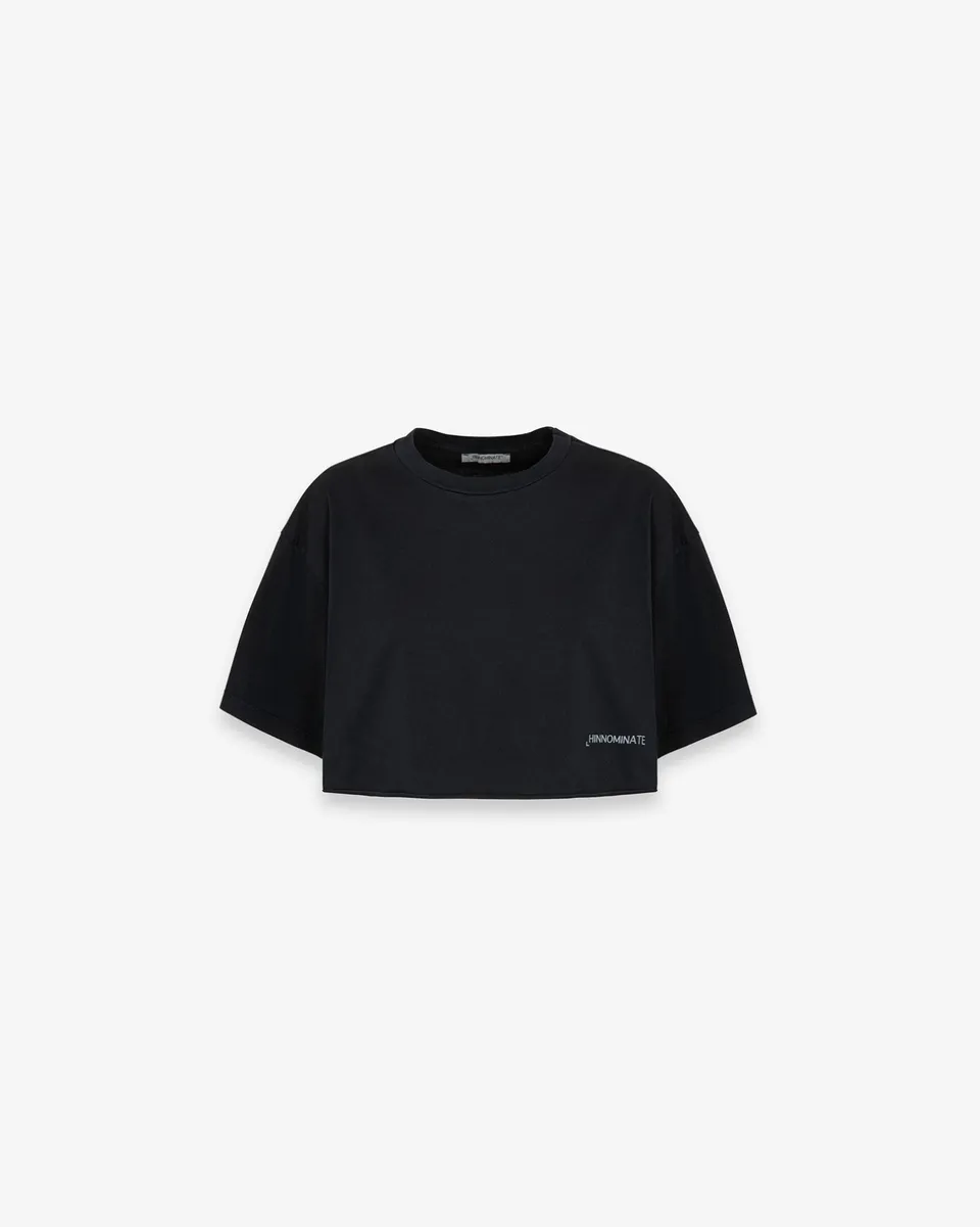 Hinnominate HMABW02442 T-Shirt Crop Nero Cotone Over