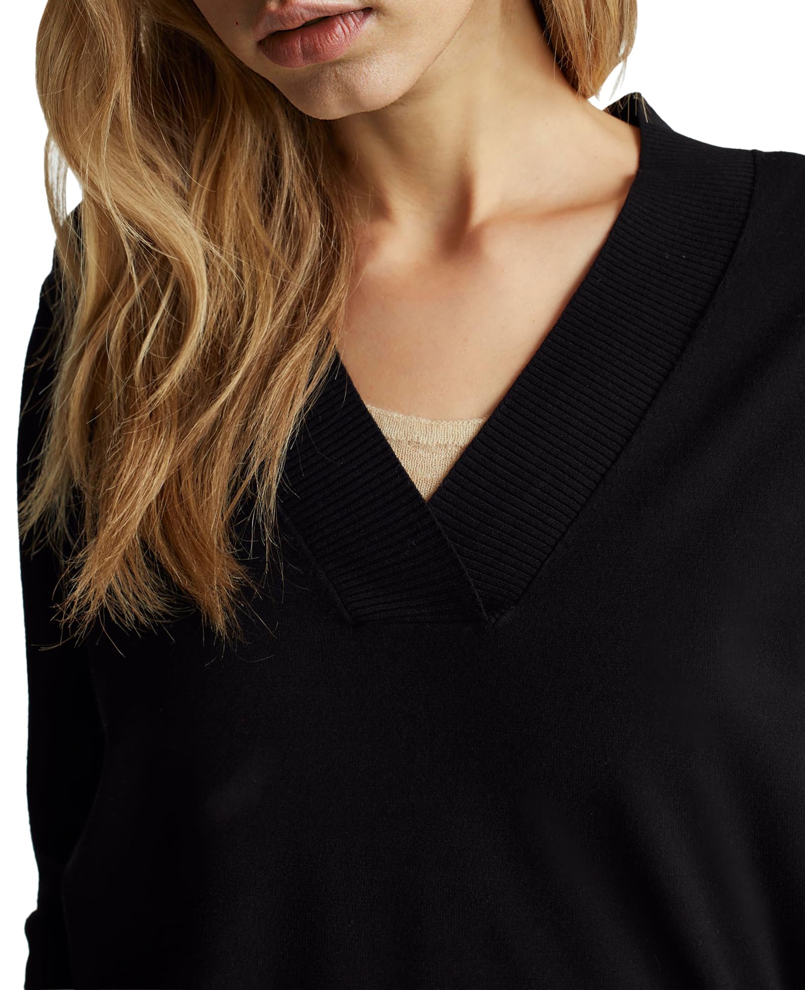 Benetton Maglieria 1w2ad4034 maglia scollo V nera viscosa