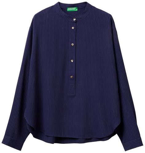 Benetton 5X0VDQ0DD Blusa Blu Viscosa Rigata