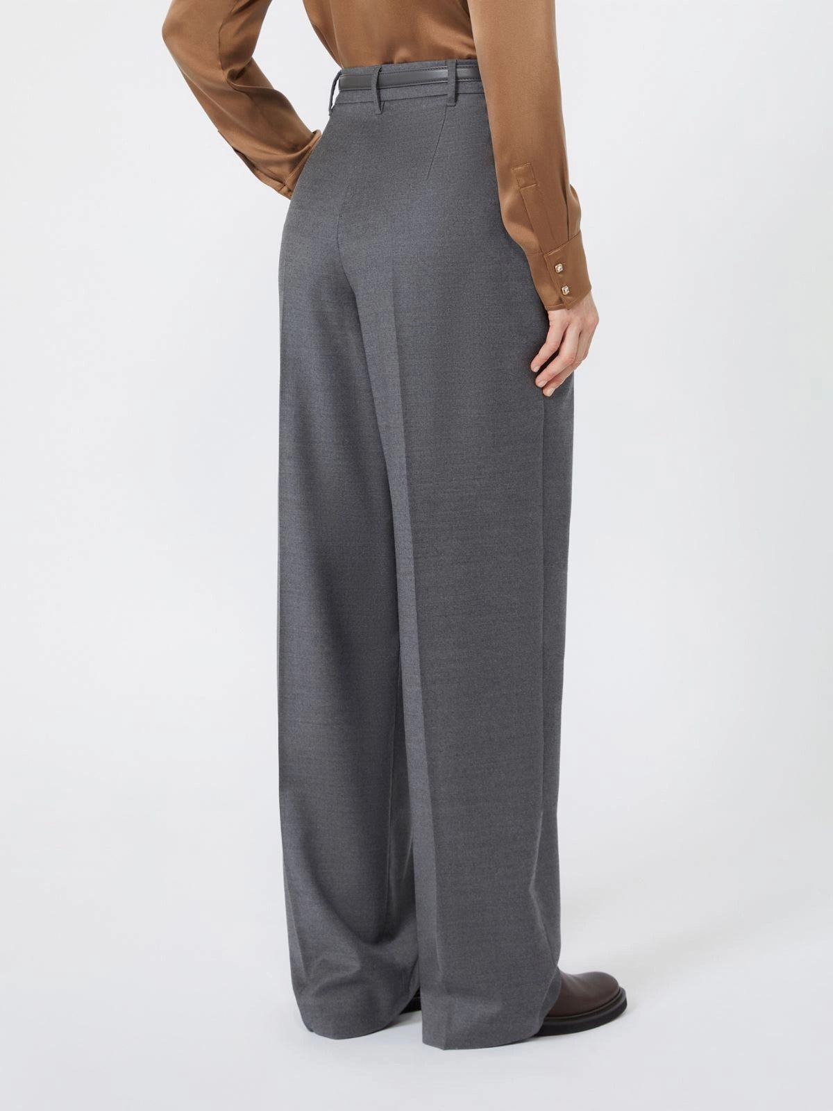 Max Mara Studio MSTLAGO003 pantalone grigio scuro taglia 40 lana
