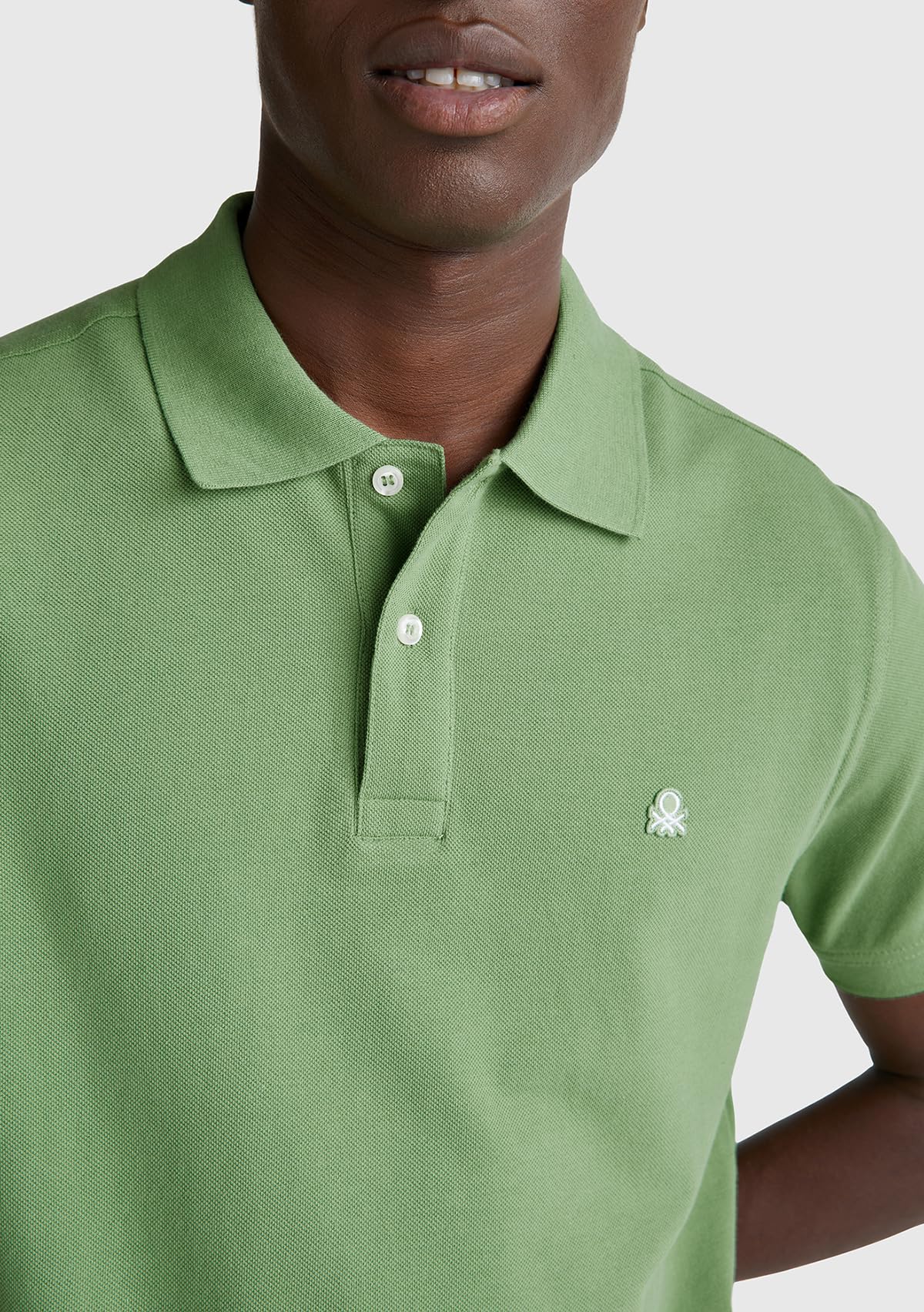 Benetton Polo Uomo Manica Corta Blu Verde Casual