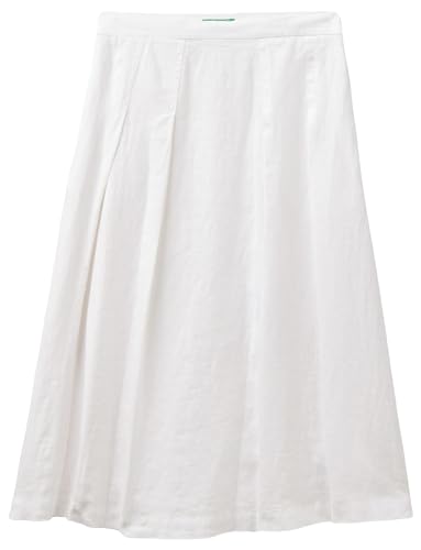 Benetton Gonne 4AGHD0039 Midi Lino Bianco Ottico 36