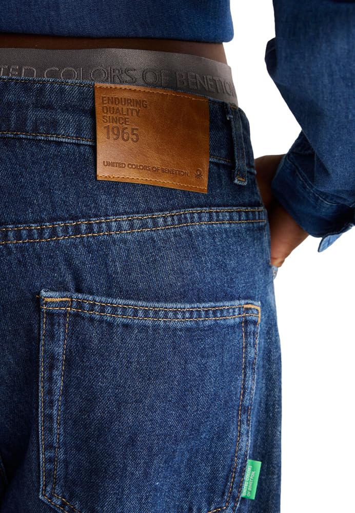 Benetton 43UNDE02B jeans donna blu wide fit cotone