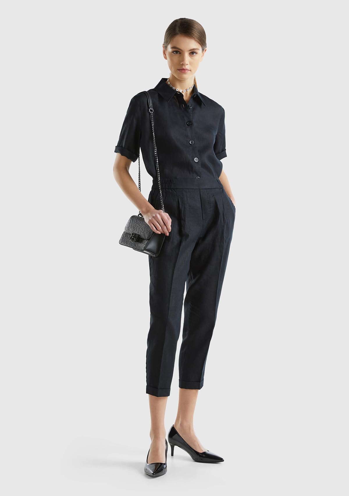 Benetton Pantaloni Donna Regular Nero 100 Tasche
