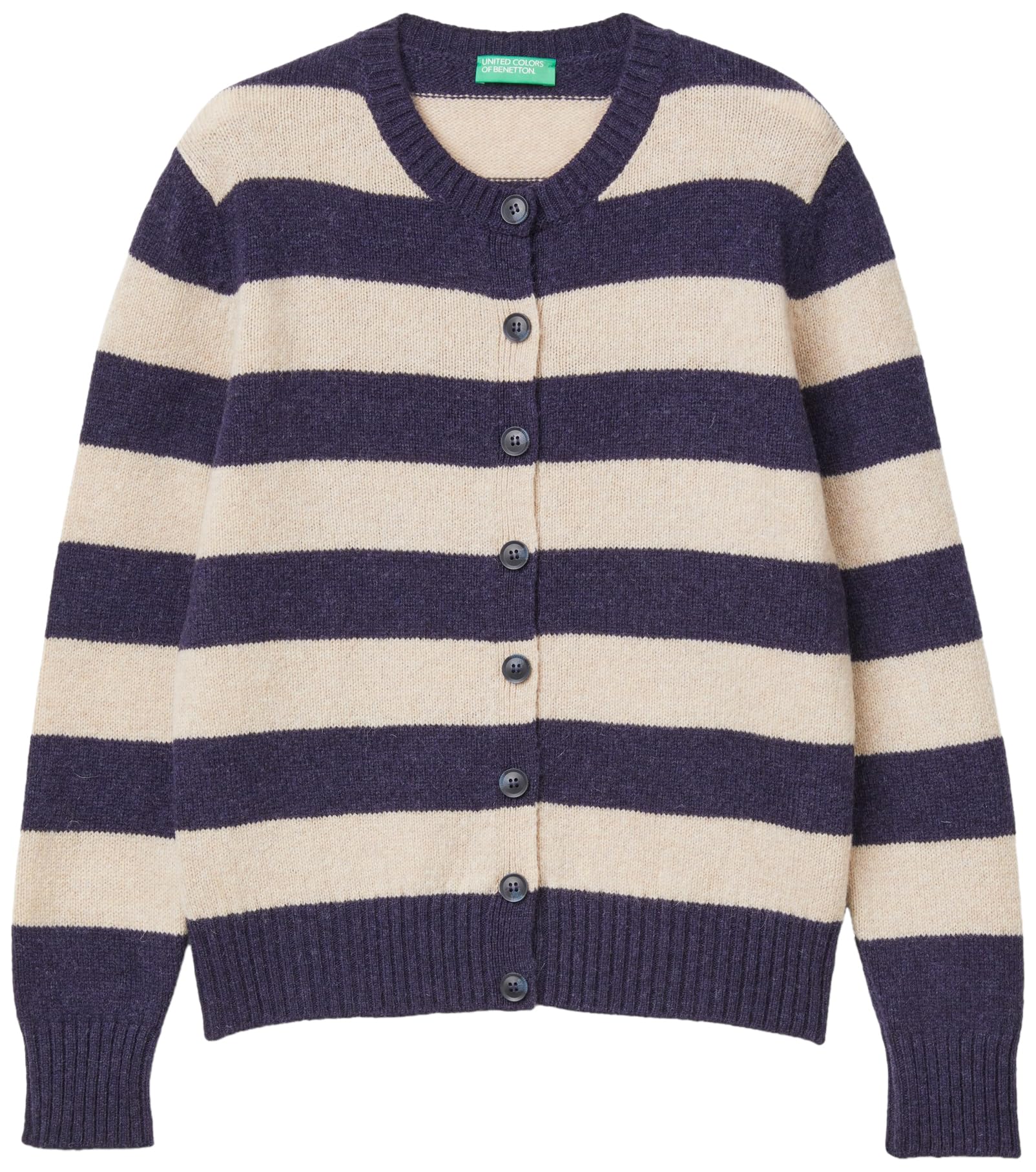 Benetton Maglieria 103ME5014 Cardigan Donna Blu a Righe