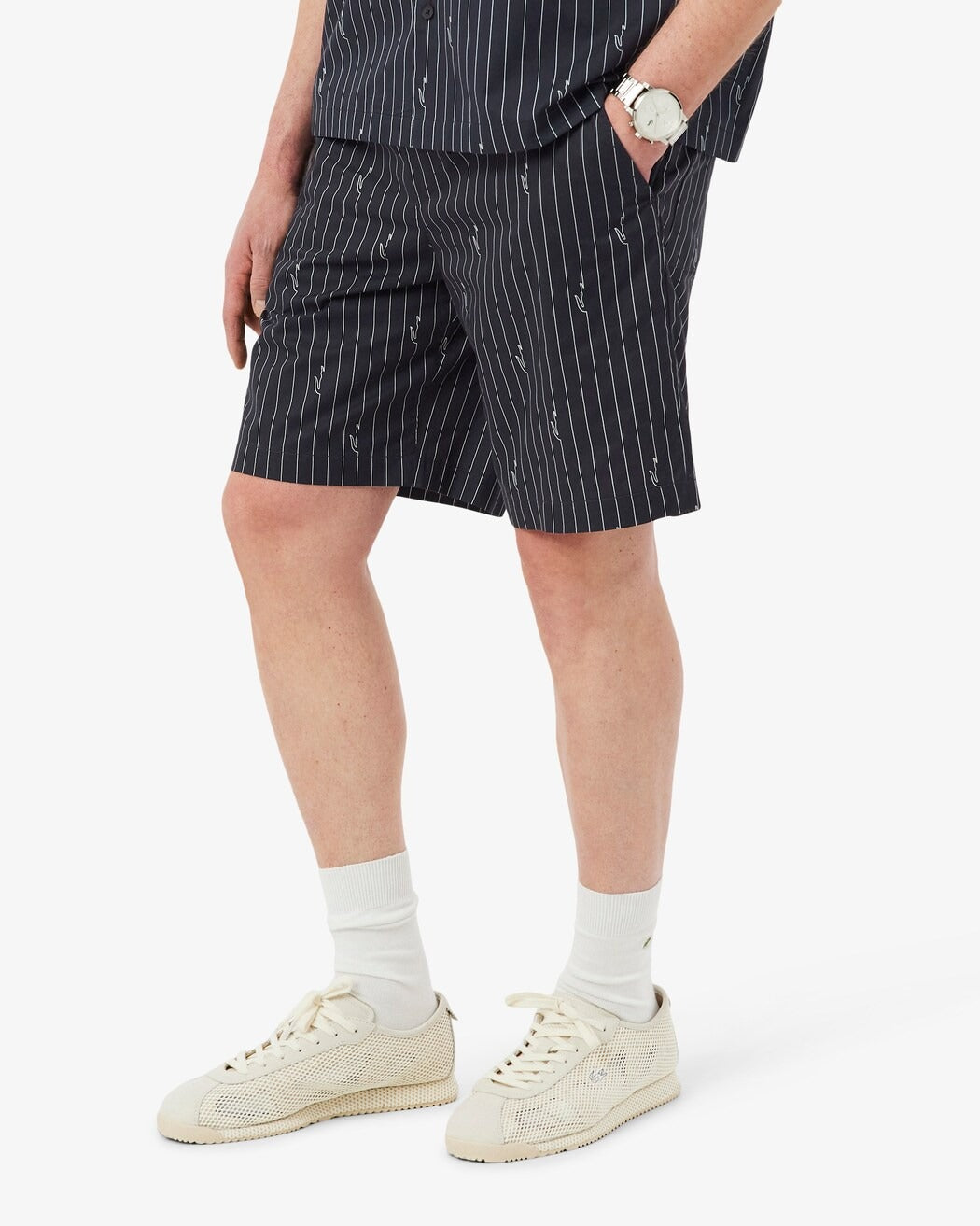 Lacoste GH1964 shorts noir Blanc twill righe