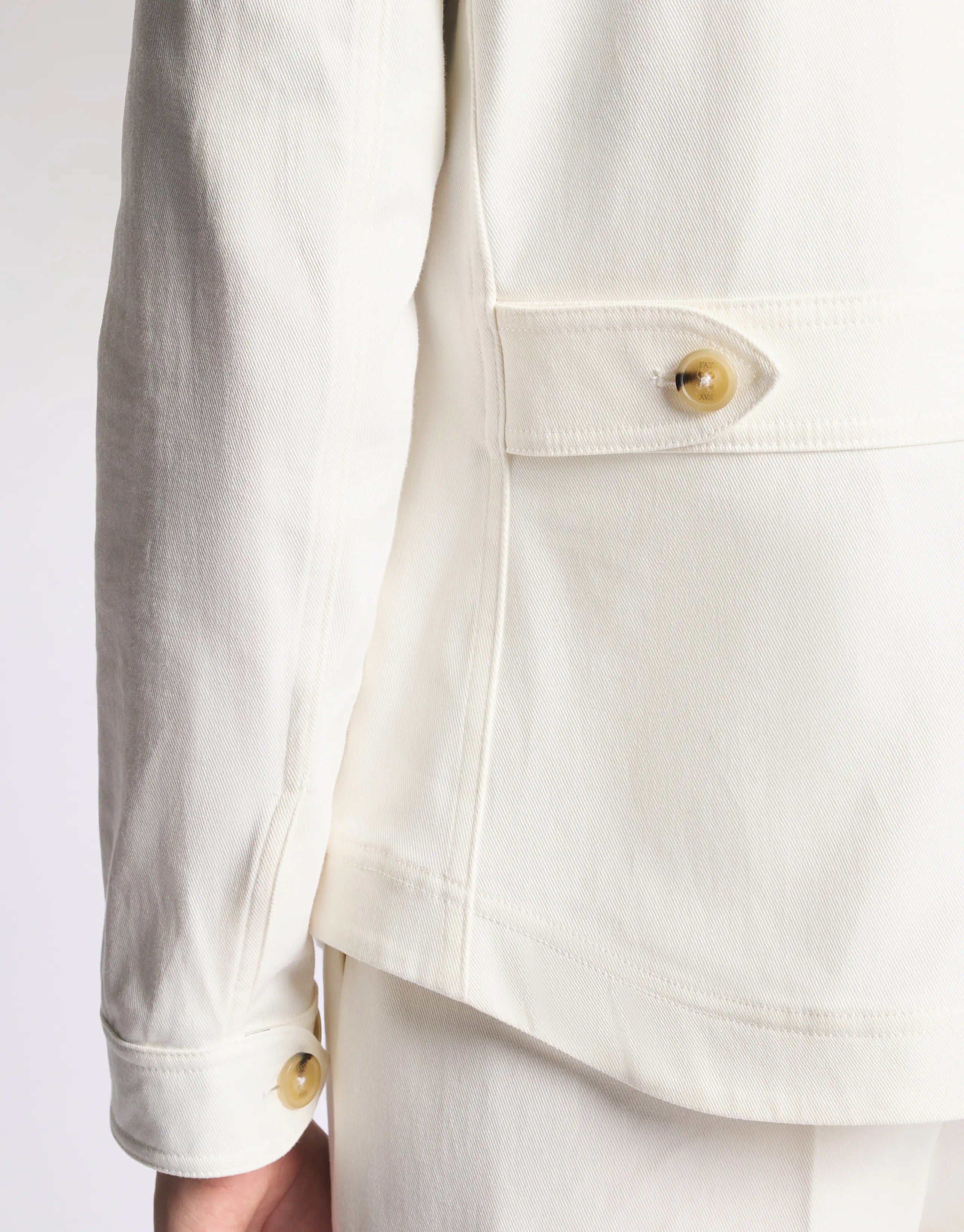 Fay NAW0452317SYC Giacca Camicia Panna Drill Cotone