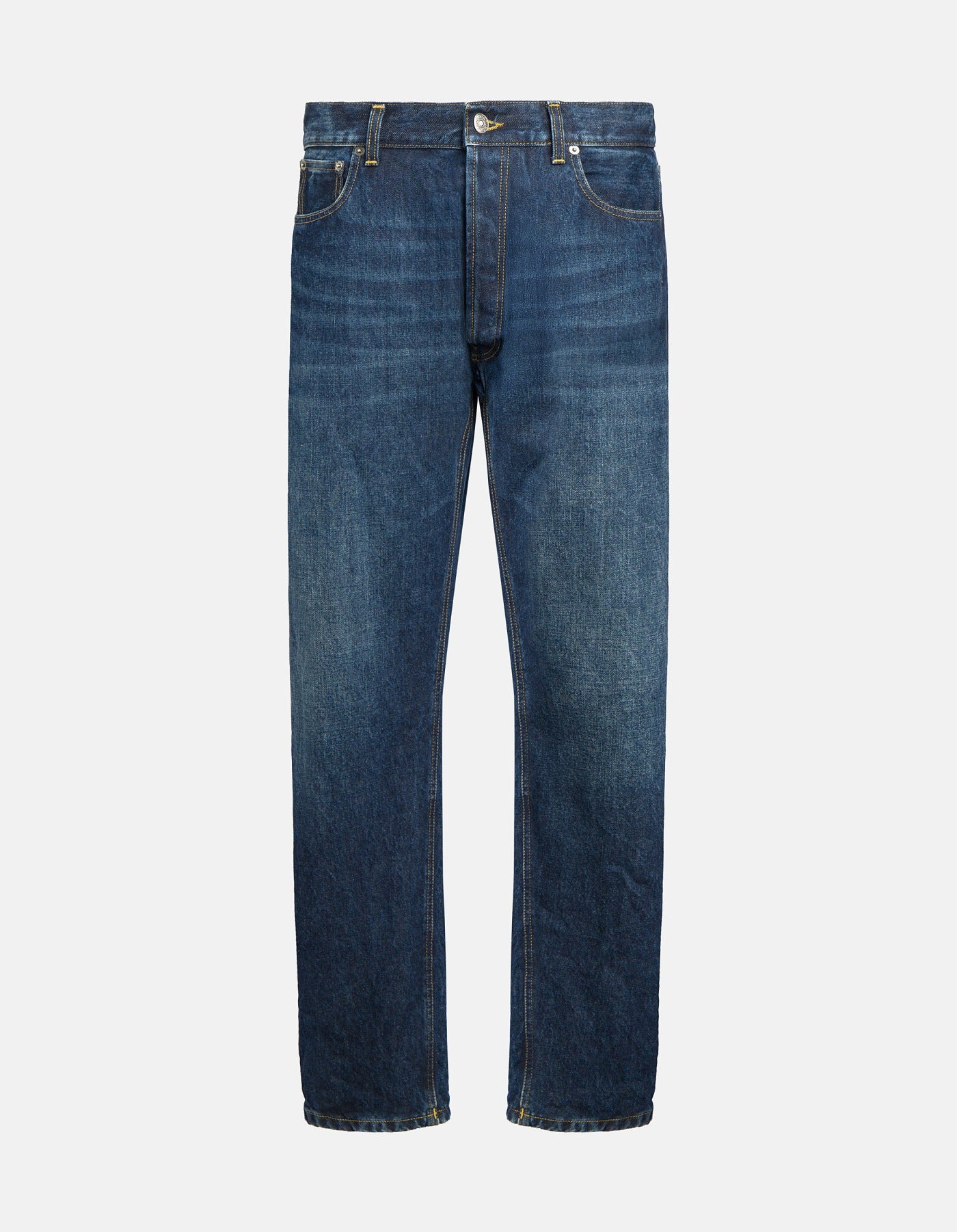 Dondup Yui UP724 Tapered Jeans Uomo Blu Denim Cotone
