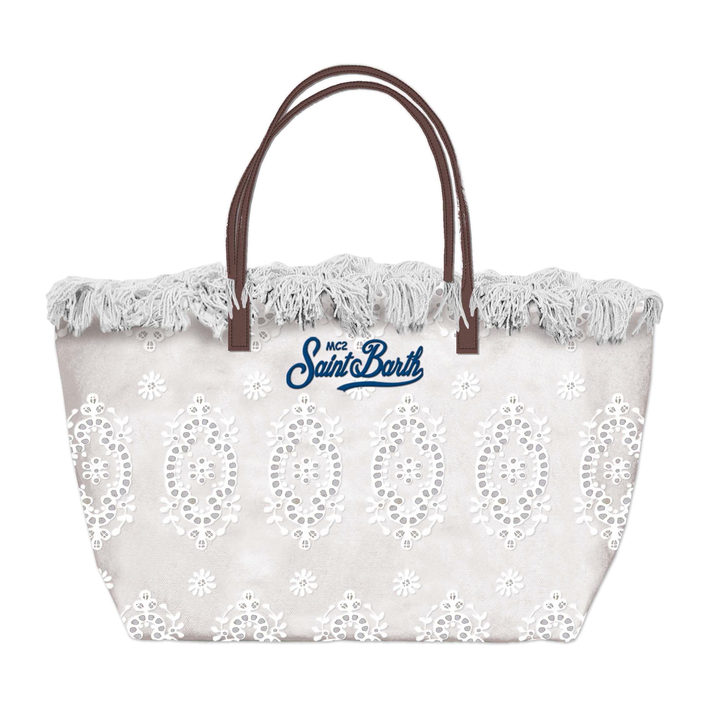 MC2 Saint Barth City Bag Fringe Mid Borsa Sangallo Bianco