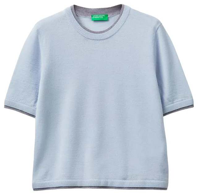 United Colors of Benetton 11ahd10g4 Maglia Donna Blu in Lana