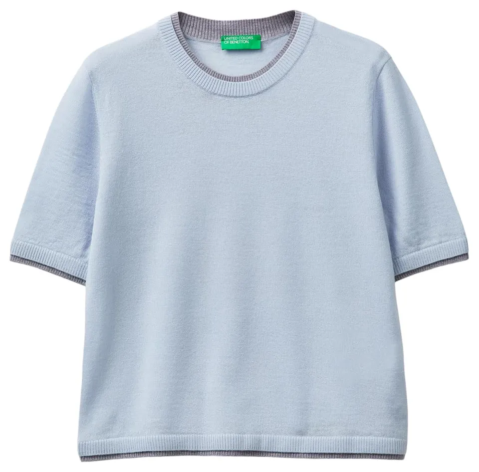 United Colors of Benetton 11ahd10g4 Maglia Donna Blu in Lana