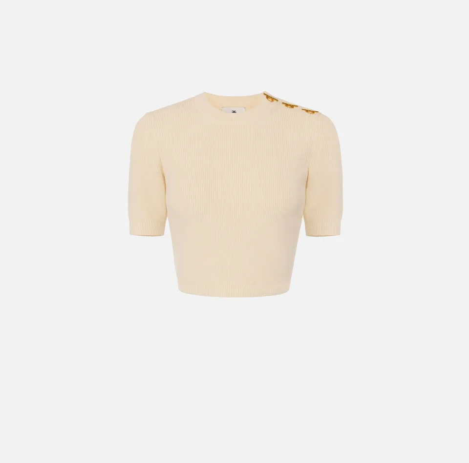 Elisabetta Franchi MK02S66E2 Maglia Donna Burro Viscosa Cropped