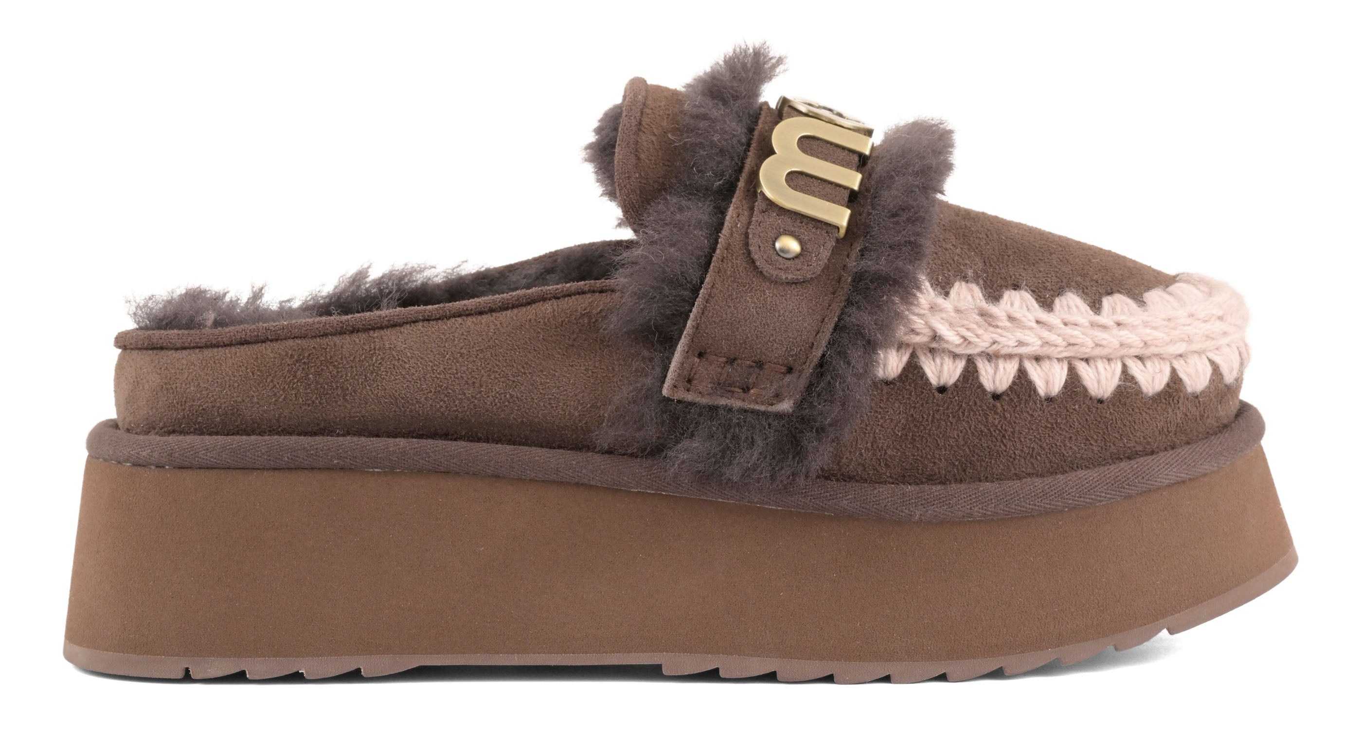 Mou Platform Clog FW681006A ciabatta mocha scamosciata
