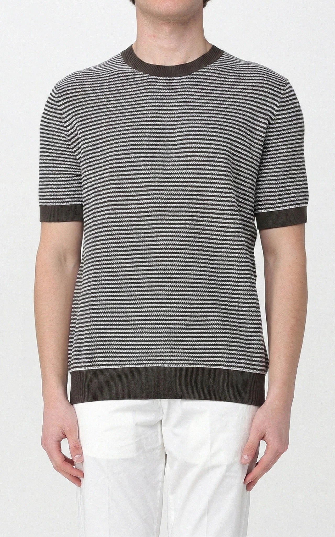 Kangra 3003 21 Maglia Uomo Caffè Righe Cotone
