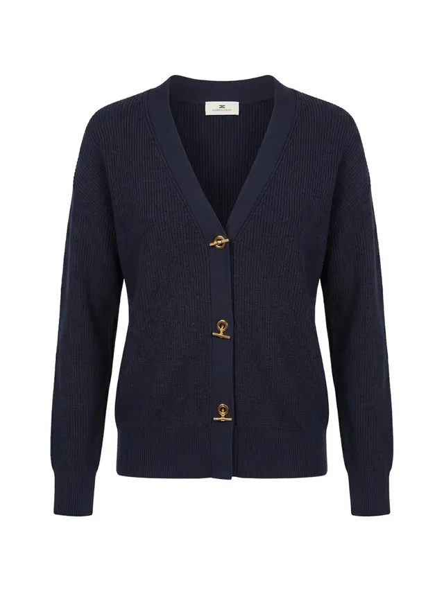 Elisabetta Franchi MK01S66E2 cardigan donna blu notte over