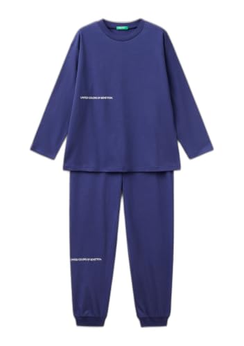 Benetton 30960p08d Pigiama Bambini Blu Cotone 90