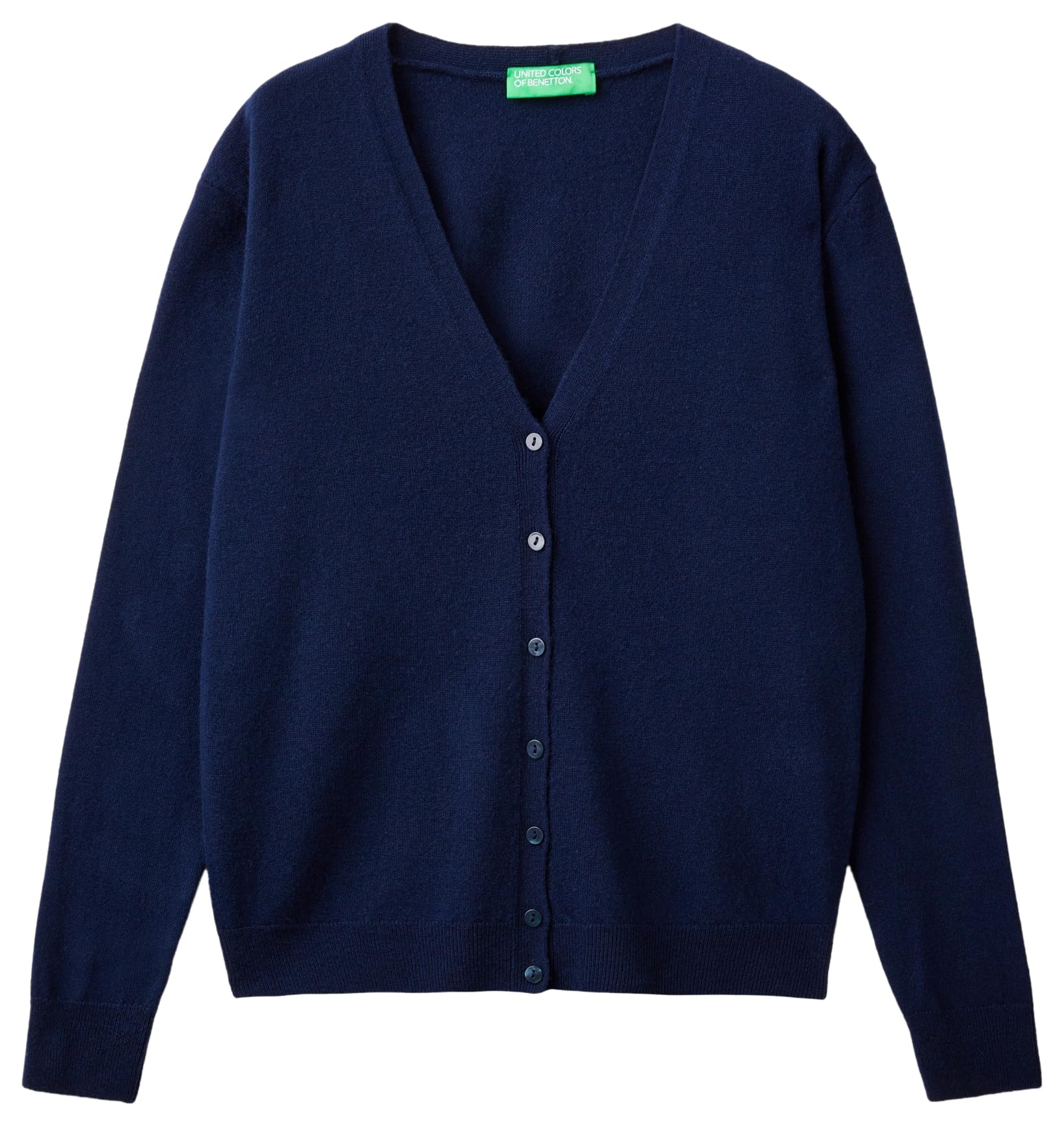 Benetton 1002d6879 Cardigan Donna Manica Lunga Blu