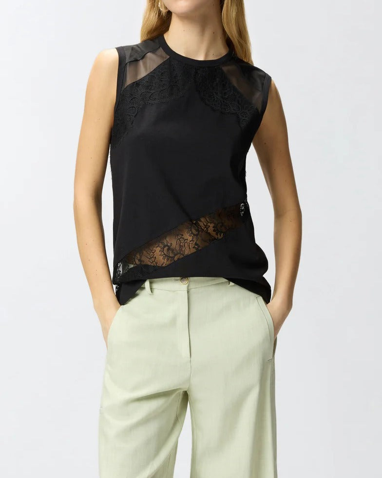 Pinko Molly 106291 A335 Top Nero Pizzo Floreale